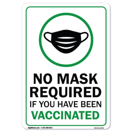 Signmission Public Safety, No Mask Required If You Have Been Vaccinated, 10in X 7in Decal, OS-NS-D-710-22676 OS-NS-D-710-22676